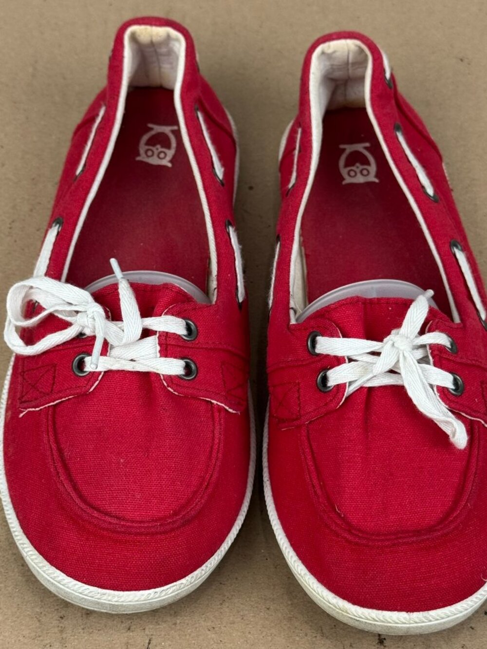 Mossimo Supply Co Women's Size 9 Red Canvas Boat Shoes Target Slip On Laces